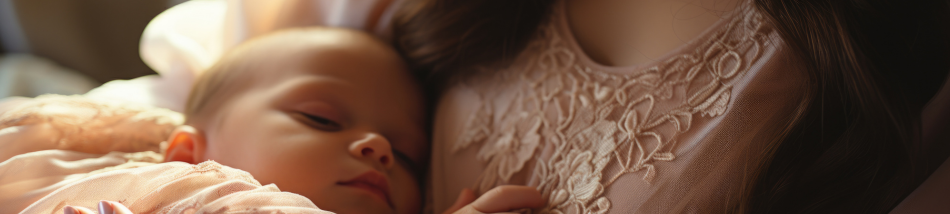 mãe segurando bebê dormindo no colo durante o puerpério em momento de acolhimento e conexão