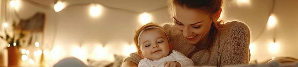 Mãe abraçando o bebê em um momento de carinho e conexão, representando a importância de fortalecer a relação entre pais e filhos desde a infância.